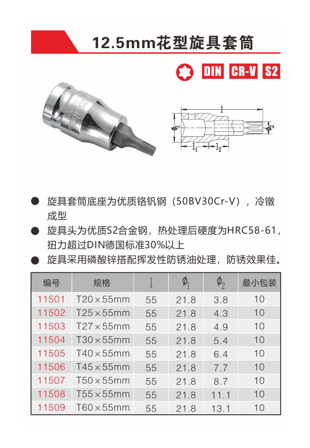 12.5mm花型旋具套筒（NO.11051-11509）
