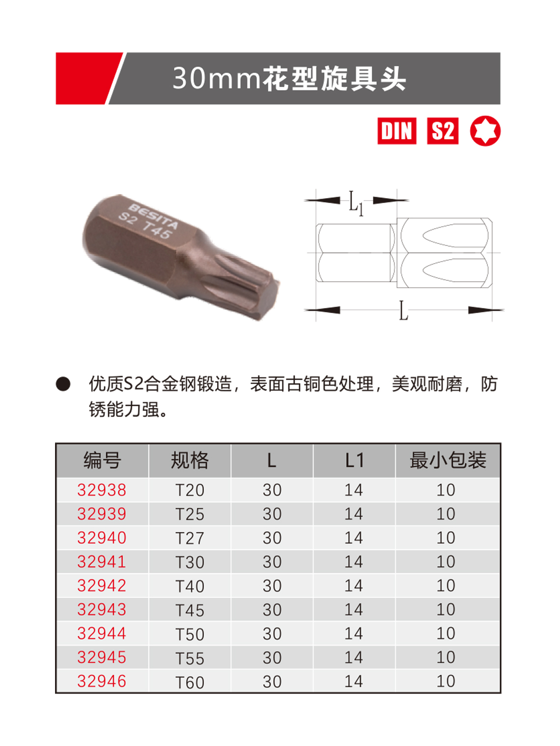 30mm花型旋具头（NO.32938-32946）